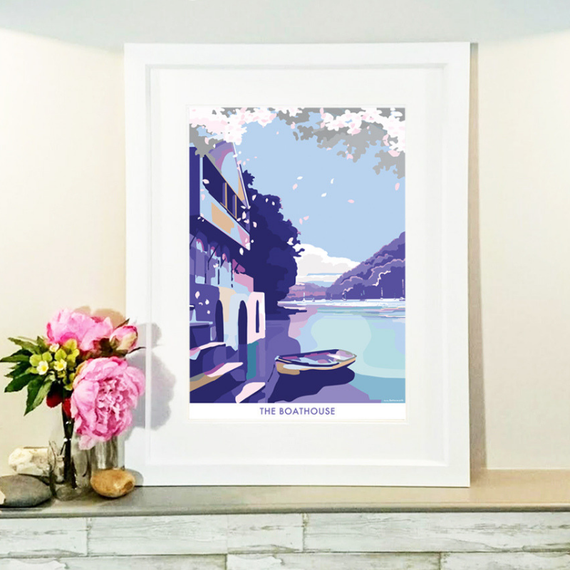 Vintage Boathouse Travel Poster