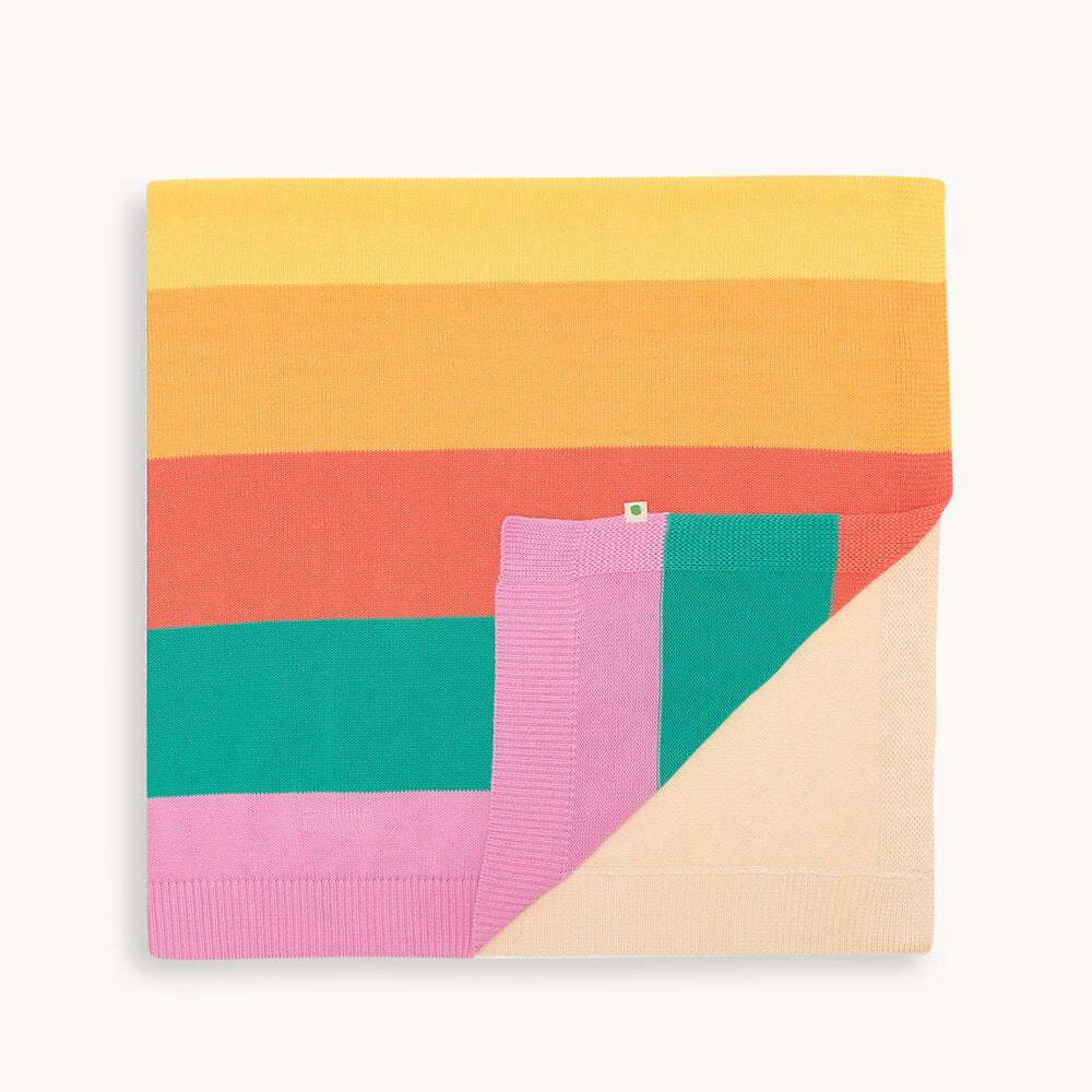 Pink Rainbow Stripe Organic Cotton Baby Shawl