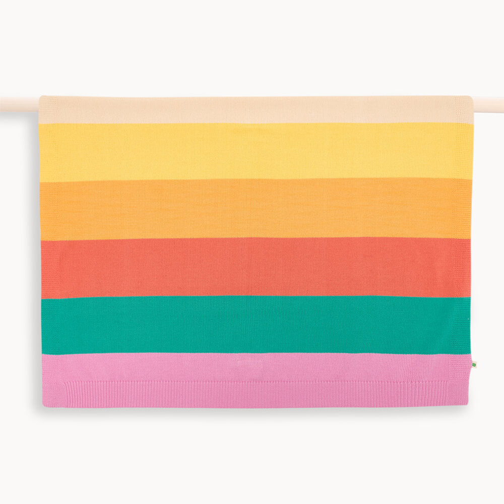 Pink Rainbow Stripe Organic Cotton Baby Shawl