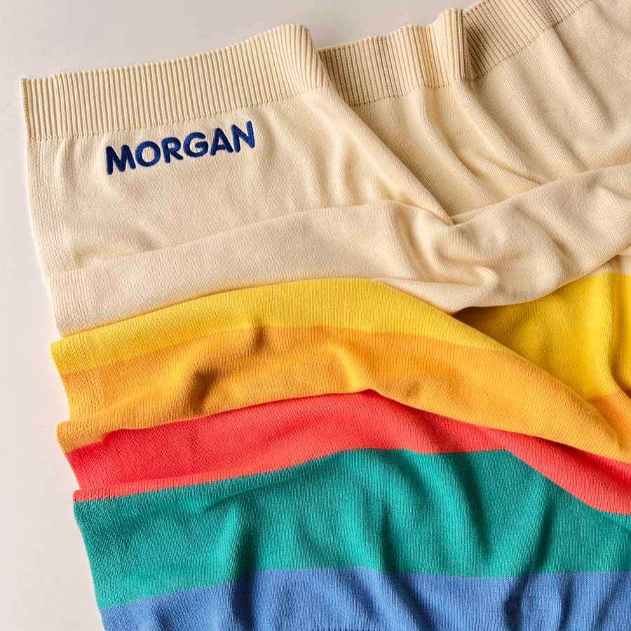 Personalised Pink Rainbow Stripe Organic Cotton Baby Blanket