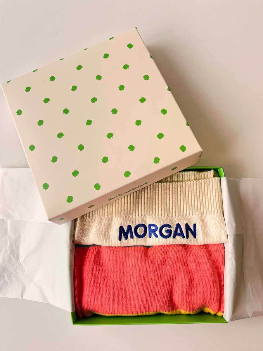 Personalised Pink Rainbow Stripe Organic Cotton Baby Blanket