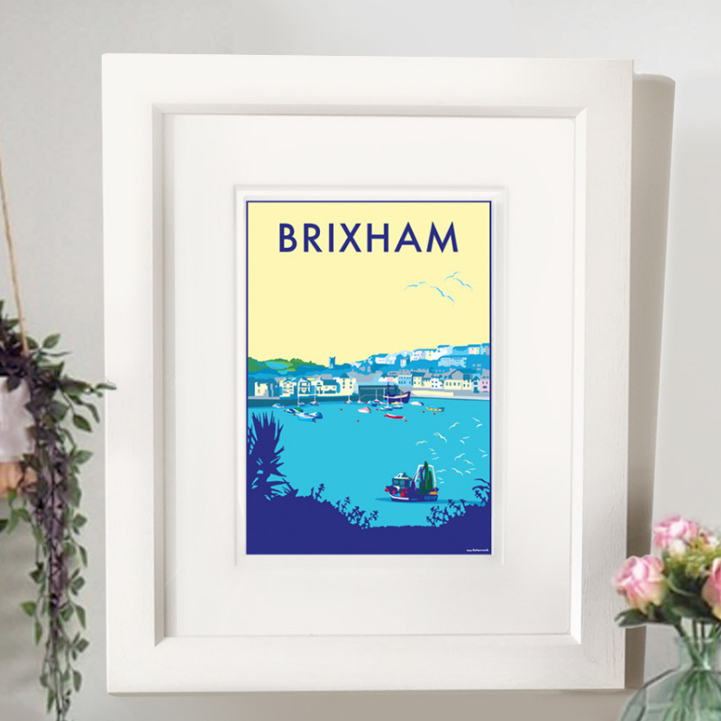 Vintage Brixham Seaside Print