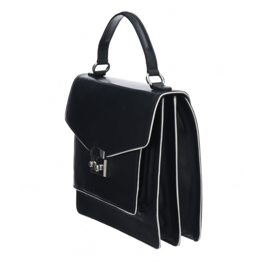 Black Piñatex™ Leather Piped Leather Handbag Brix Bailwy