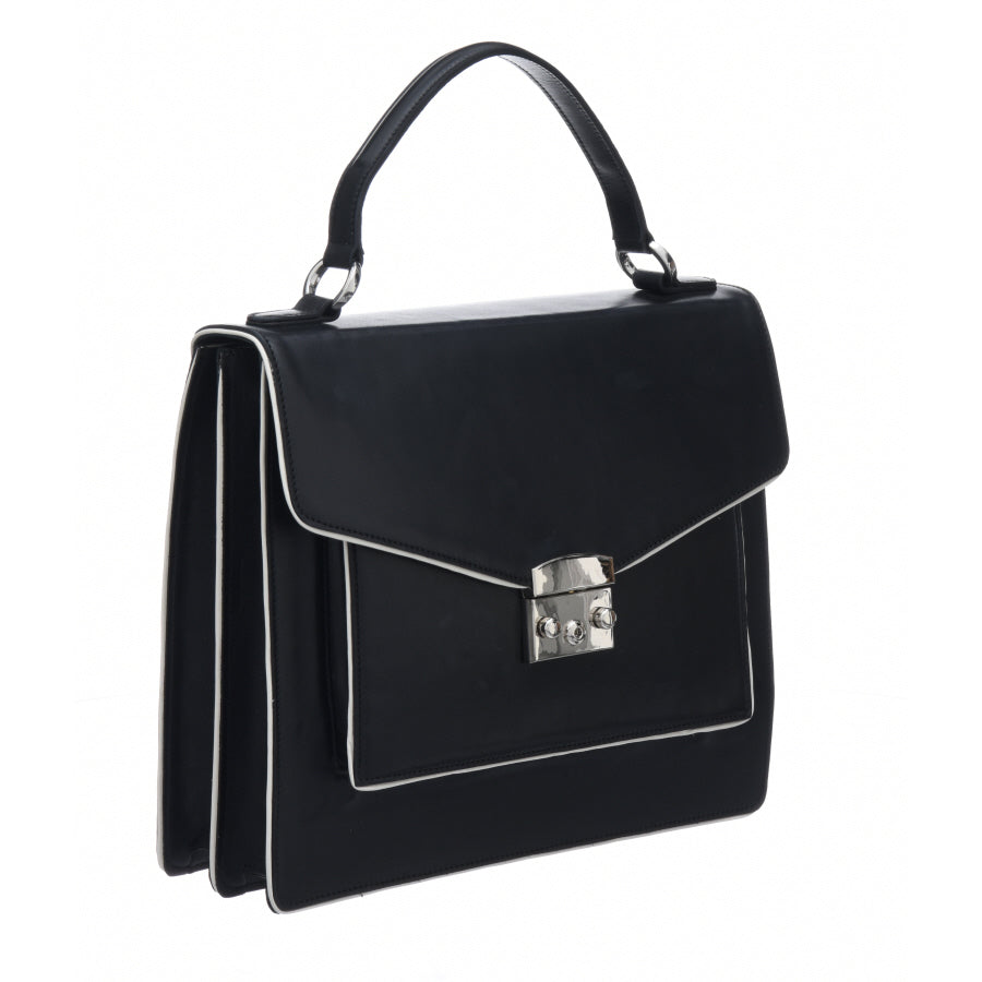 Black Piñatex™ Leather Piped Leather Handbag Brix Bailwy