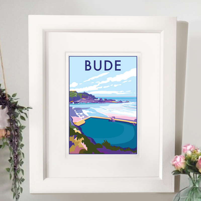 Bude Vintage Seaside Travel Poster Print