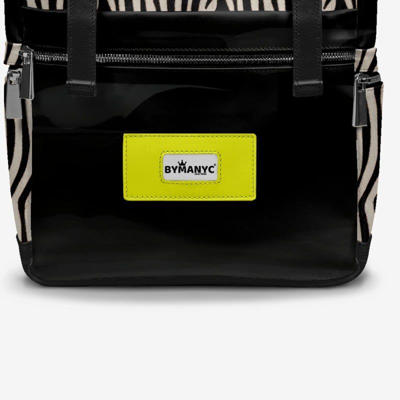 BYMANYC ® New York – NYC COUTURE Backpack in Zebra Print &amp; Neon Yellow-3