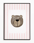 Bear Print - Pale Pink Stripes
