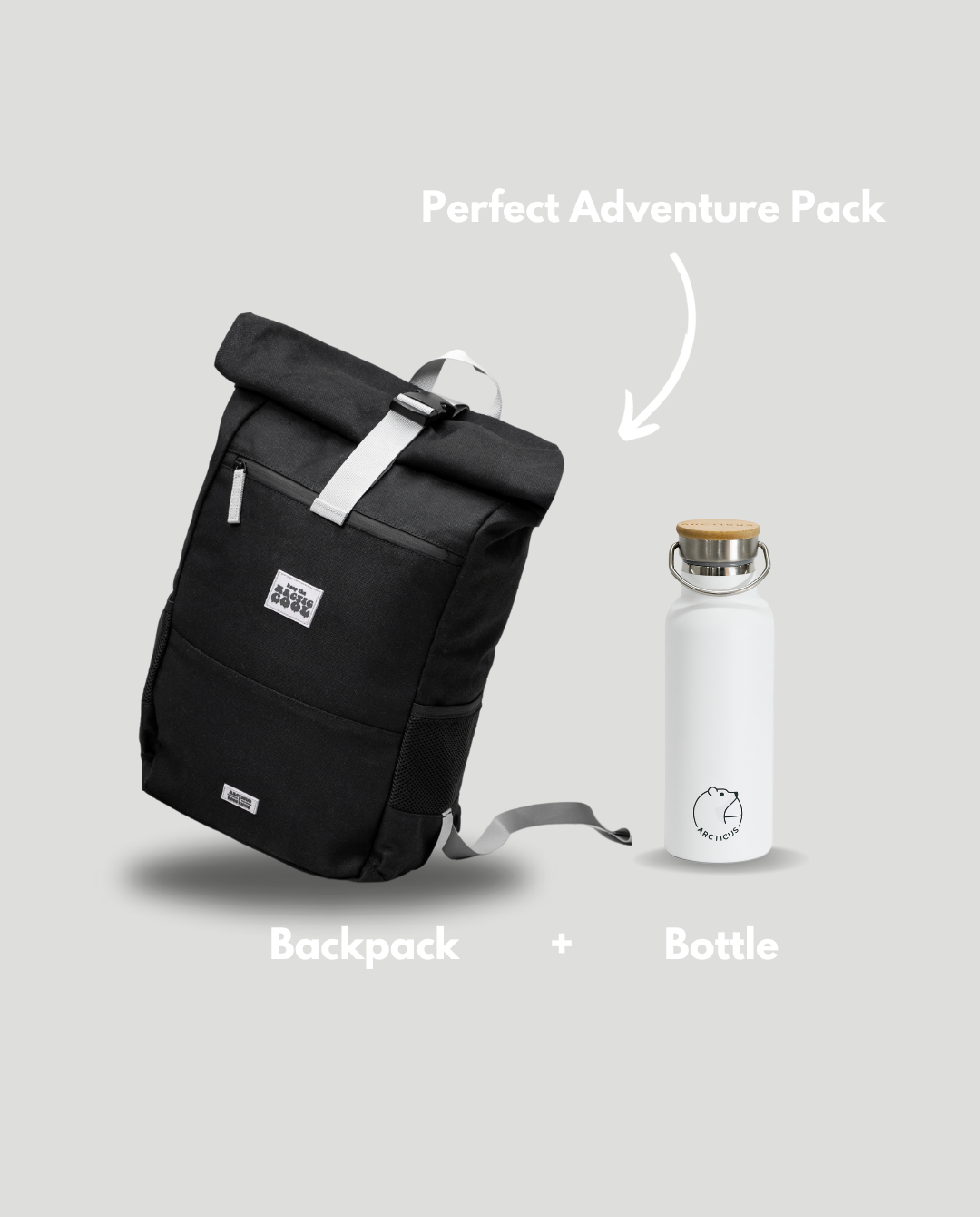 Premium Polar Explorer Backpack, waterproof hemp backpack with laptop compartment, USB charging, ergonomic support, black by Arcticus at brixbailey.com