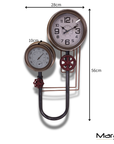 Baded Pipe Industrial Wall Clock and Thermometer