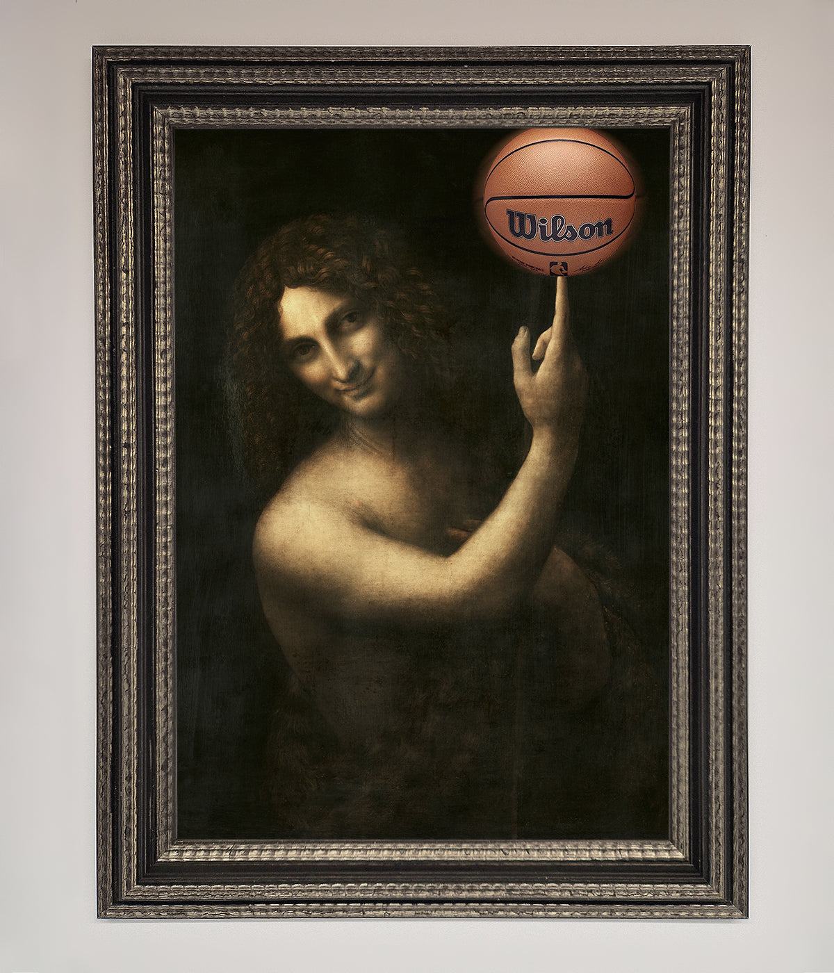 Basketball Renaissance Altered Framed Print, premium sports art, stylish home decor, trending wall art, best-selling framed poster by Zestio at brixbailey.com