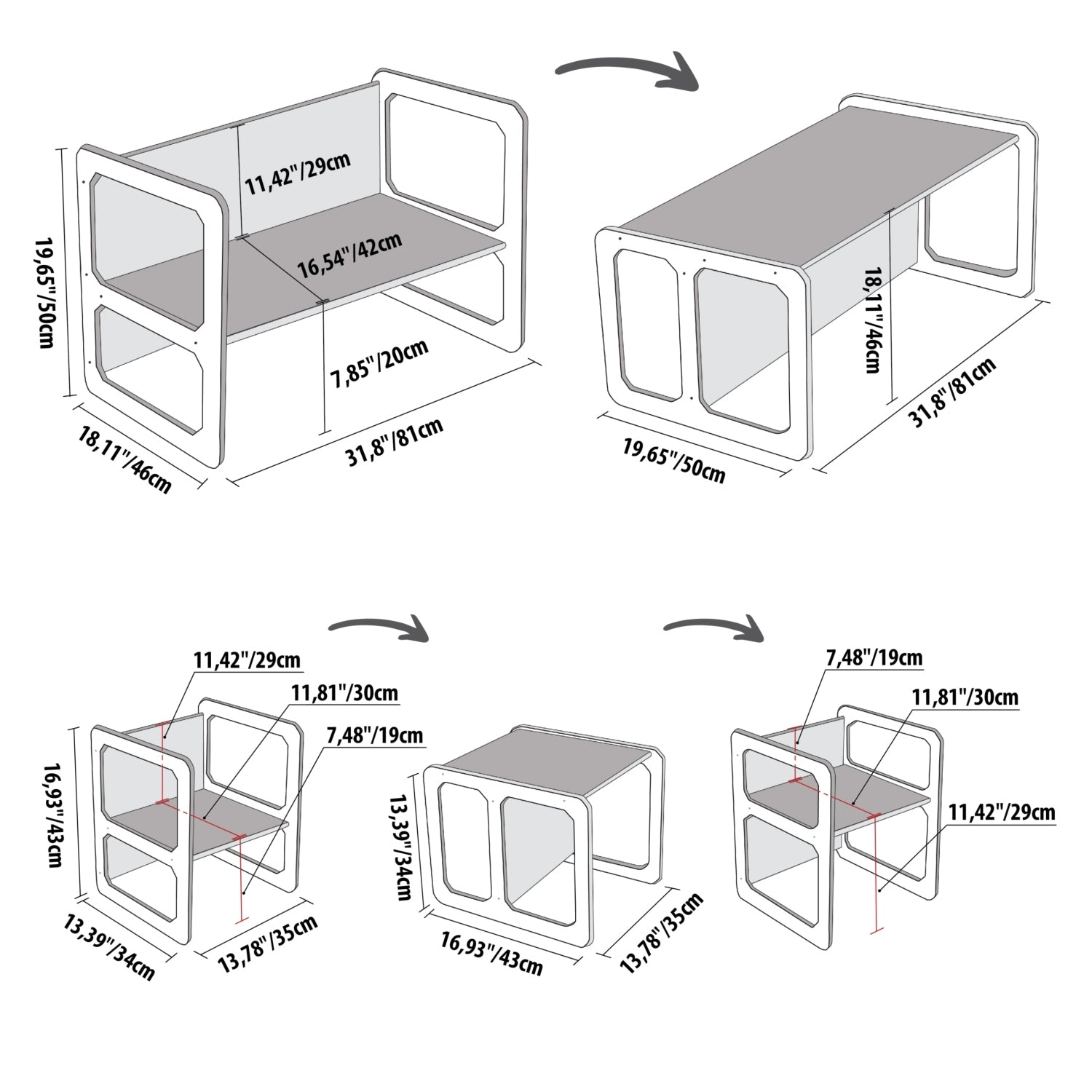Montessori Weaning Table and Chair Set with Two Chairs