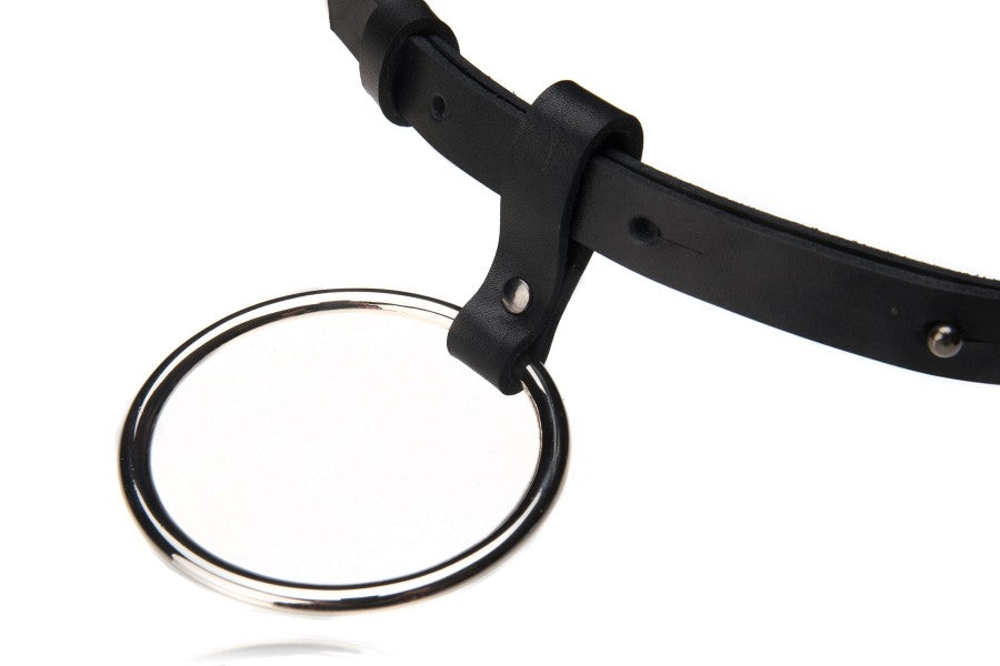 Black Leather Belt with Chain Detail