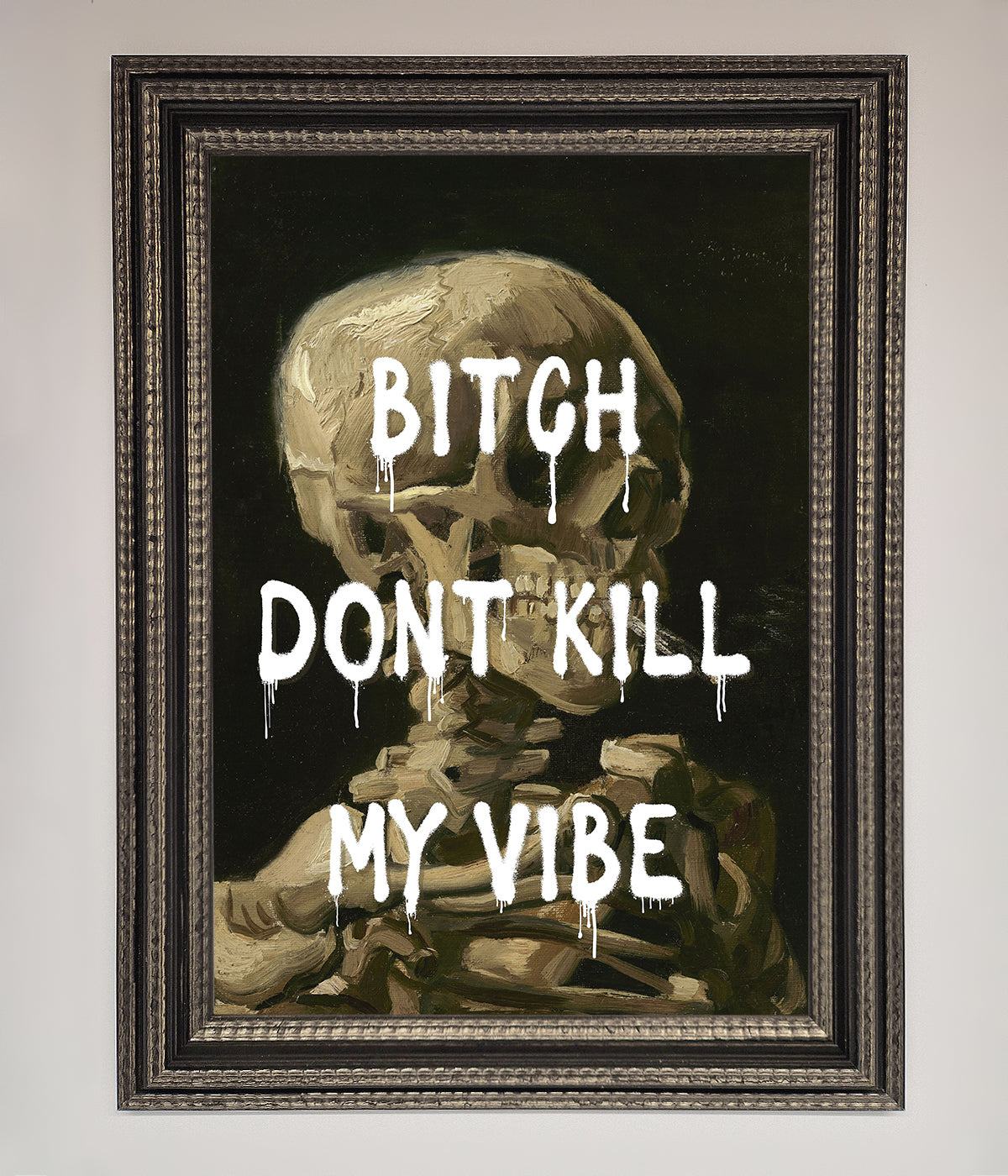 Dont Kill My Vibe Rude Framed Wall Art, Premium Bold Statement Piece, Stylish Home Decor, Trendy Expressive Artwork by Zestio at brixbailey.com