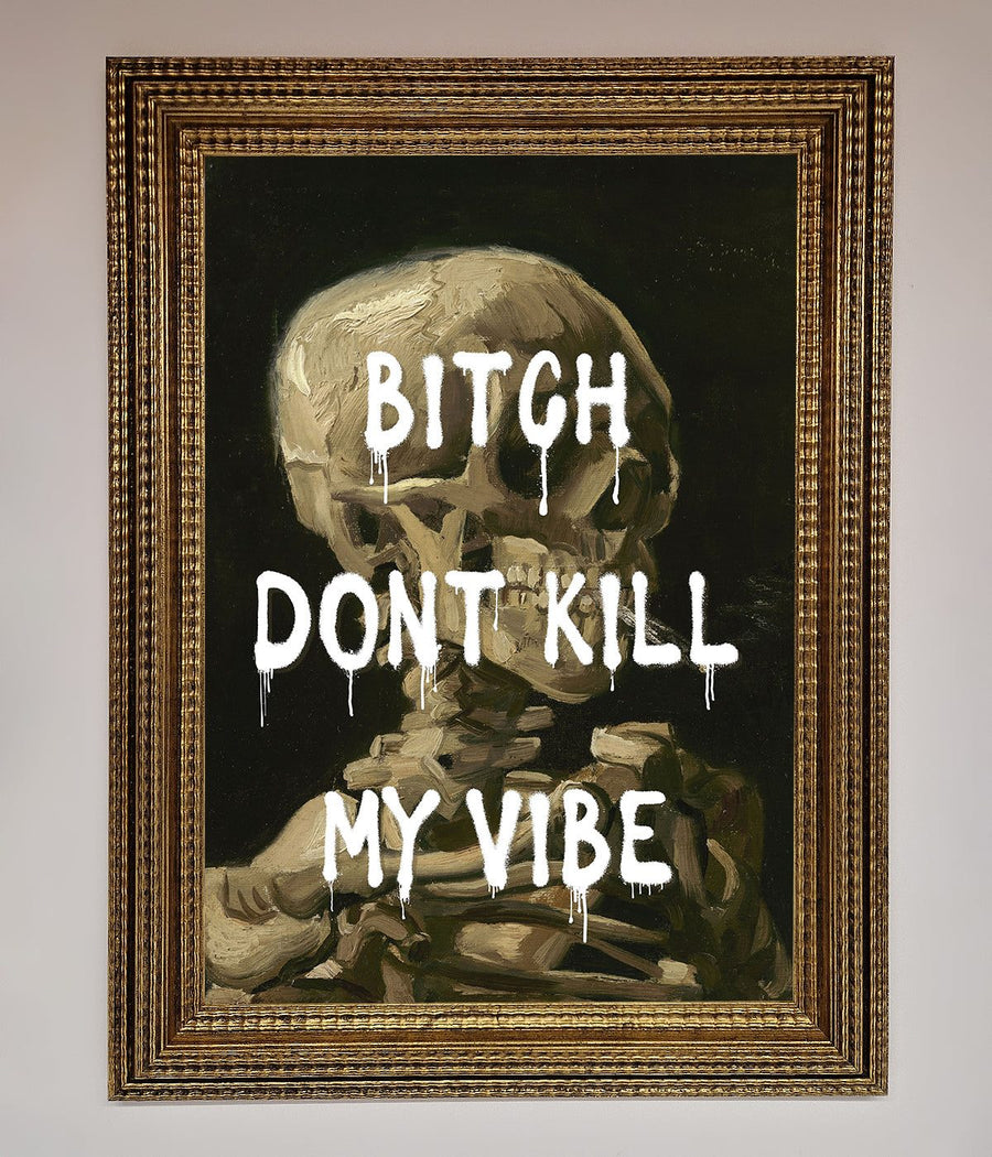 Dont Kill My Vibe Rude Framed Wall Art, Premium Stylish Statement Piece for Home Decor by Zestio at brixbailey.com