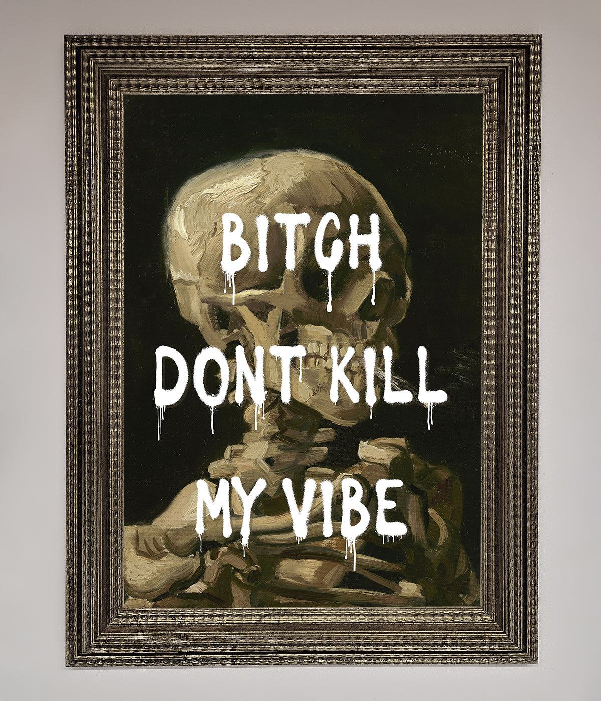 Dont Kill My Vibe Rude Framed Wall Art, Premium Stylish Statement Piece for Home Decor, Trendy Bold Artwork by Zestio at brixbailey.com