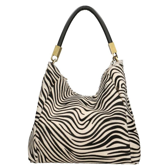 NEW Zebra Animal Print Hair On Hide Premium Leather Bag