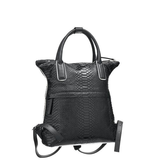 Luxury Black Python Print Vegan Leather Backpack