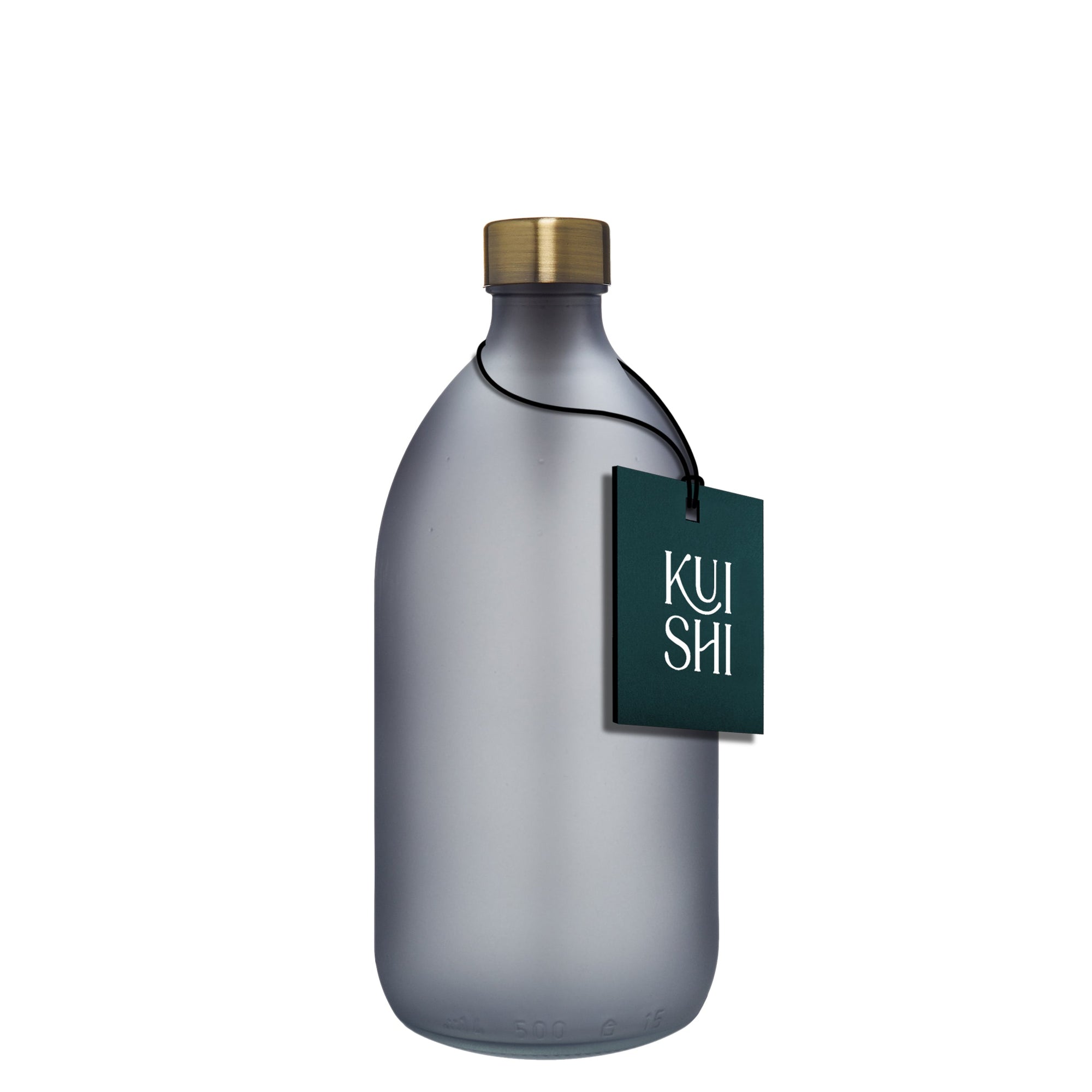 Frosted Grey Glass Bottle with Metal Cap