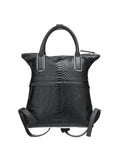 Luxury Black Python Print Vegan Leather Backpack