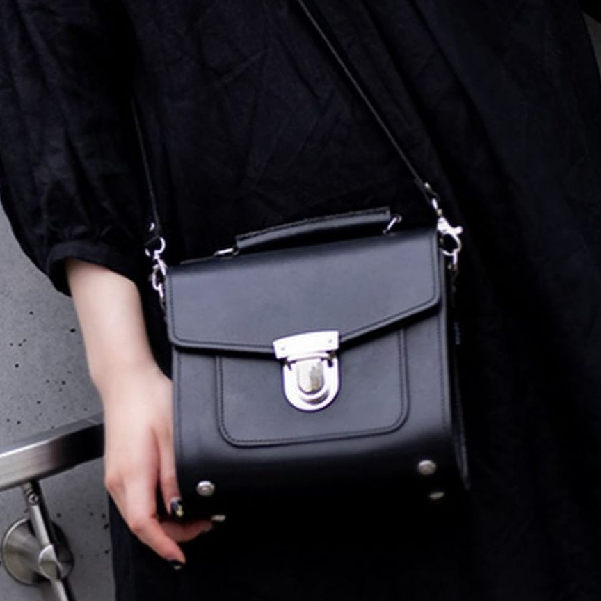 Handmade Leather Sugarcube Handbag - Zebra