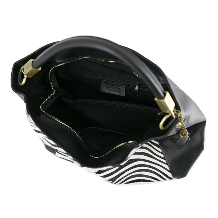 NEW Zebra Animal Print Hair On Hide Premium Leather Bag