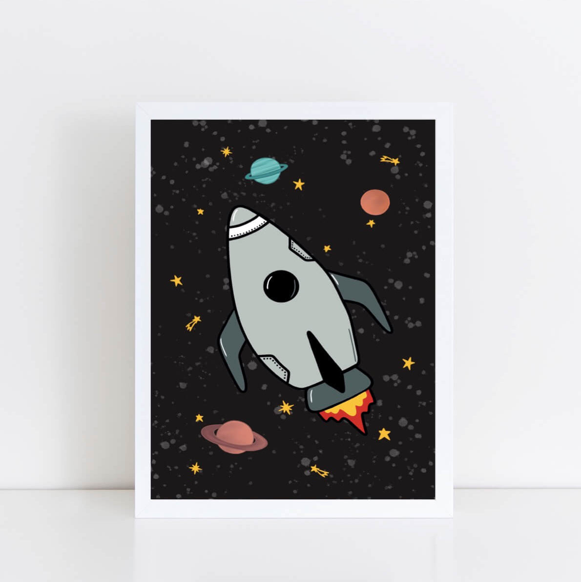 Space Rocket 1 print - black background