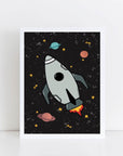 Space Rocket 1 print - black background