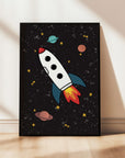 Space Rocket 2 print - black background