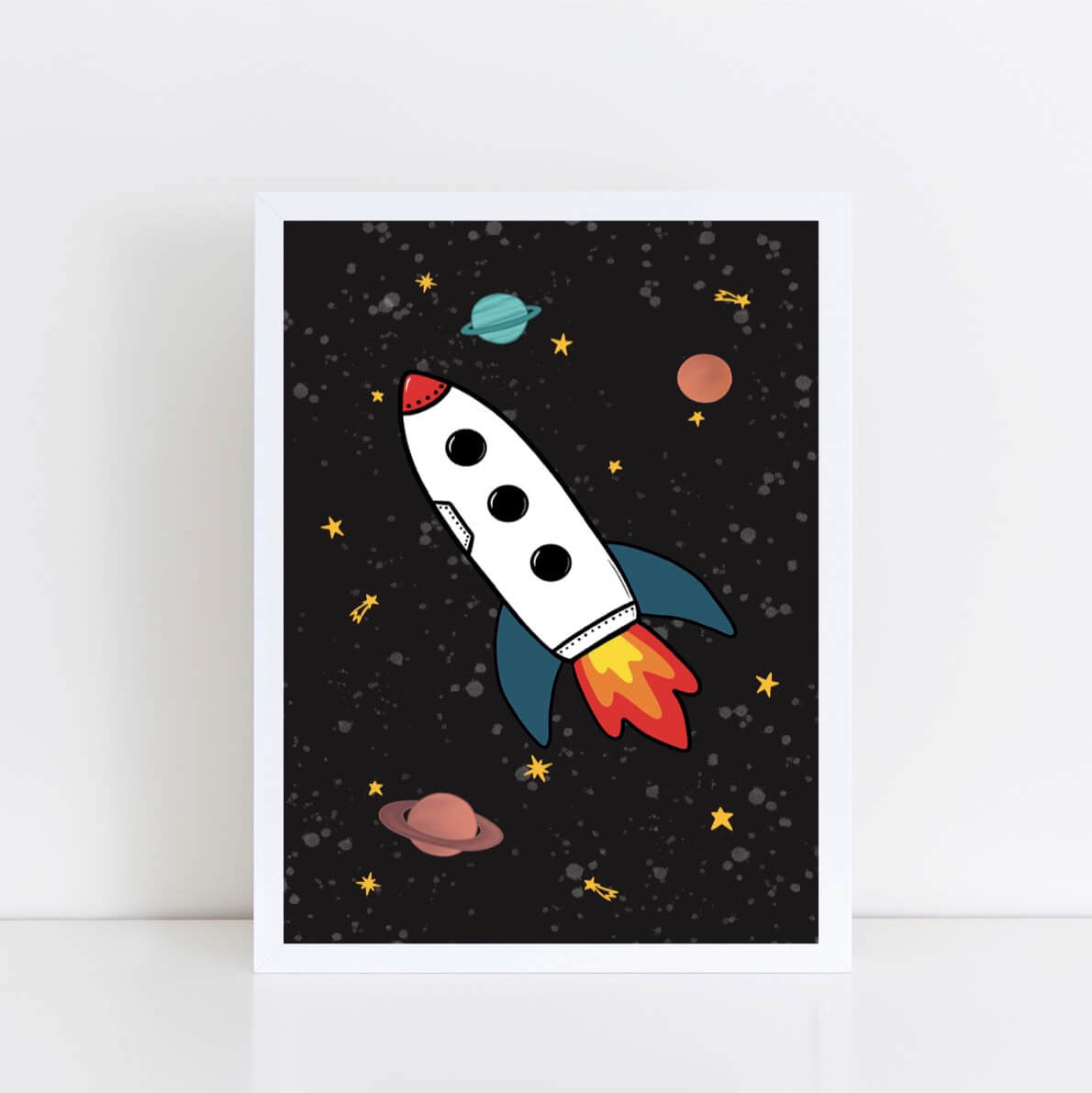 Space Rocket 2 print - black background