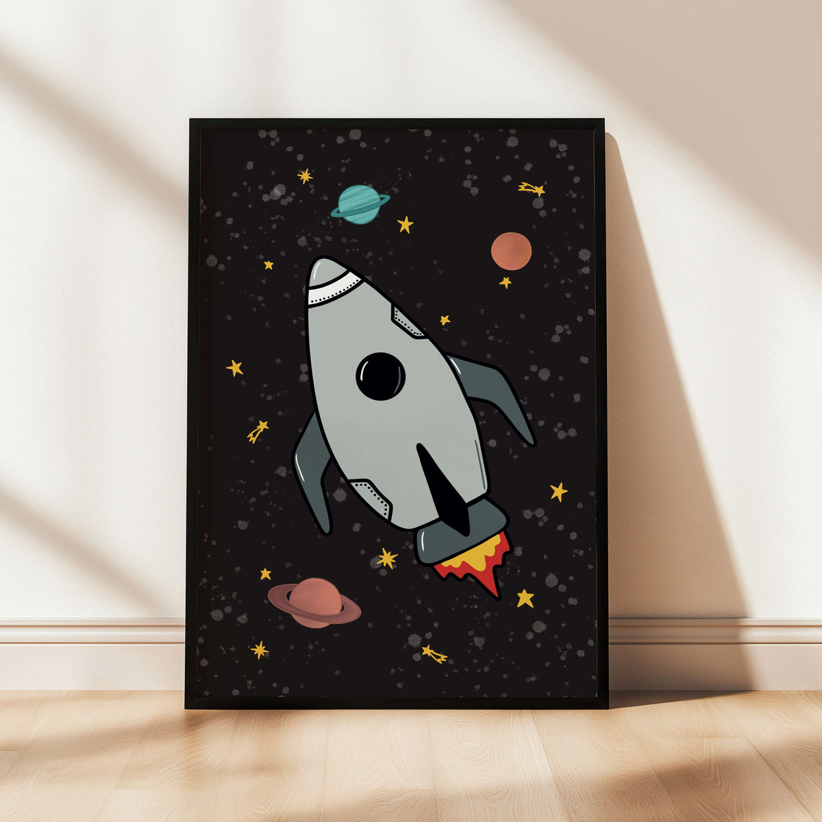 Space Rocket 1 print - black background