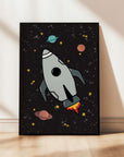 Space Rocket 1 print - black background