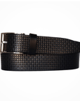 Black Formal Textured 100% Real Leather Belt Made in Canada