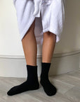 Black Ribbed Cashmere Socks