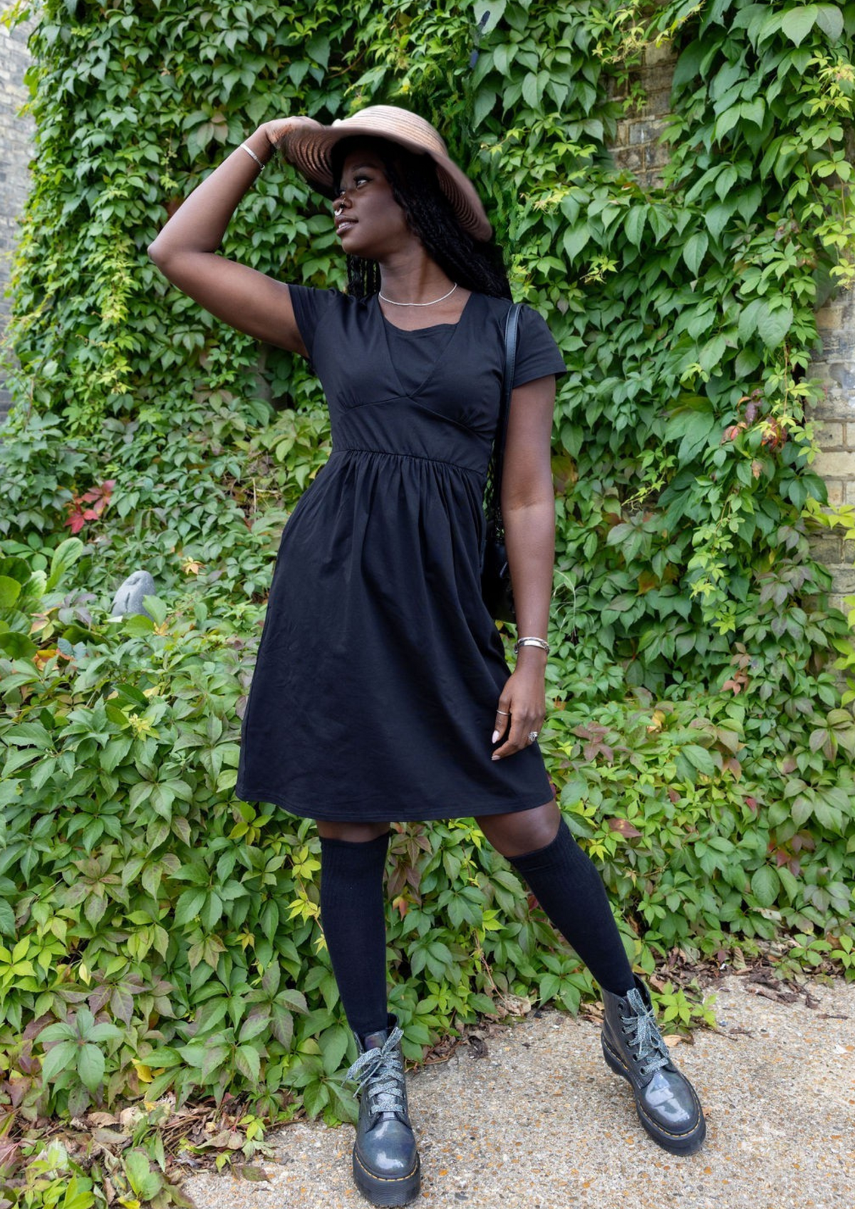 Black Cotton Breastfeeding Dress | Black Nursing Dress | MilkyMoon