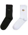 Black and White Ribbed Bamboo Sock Set, 2 Pack
