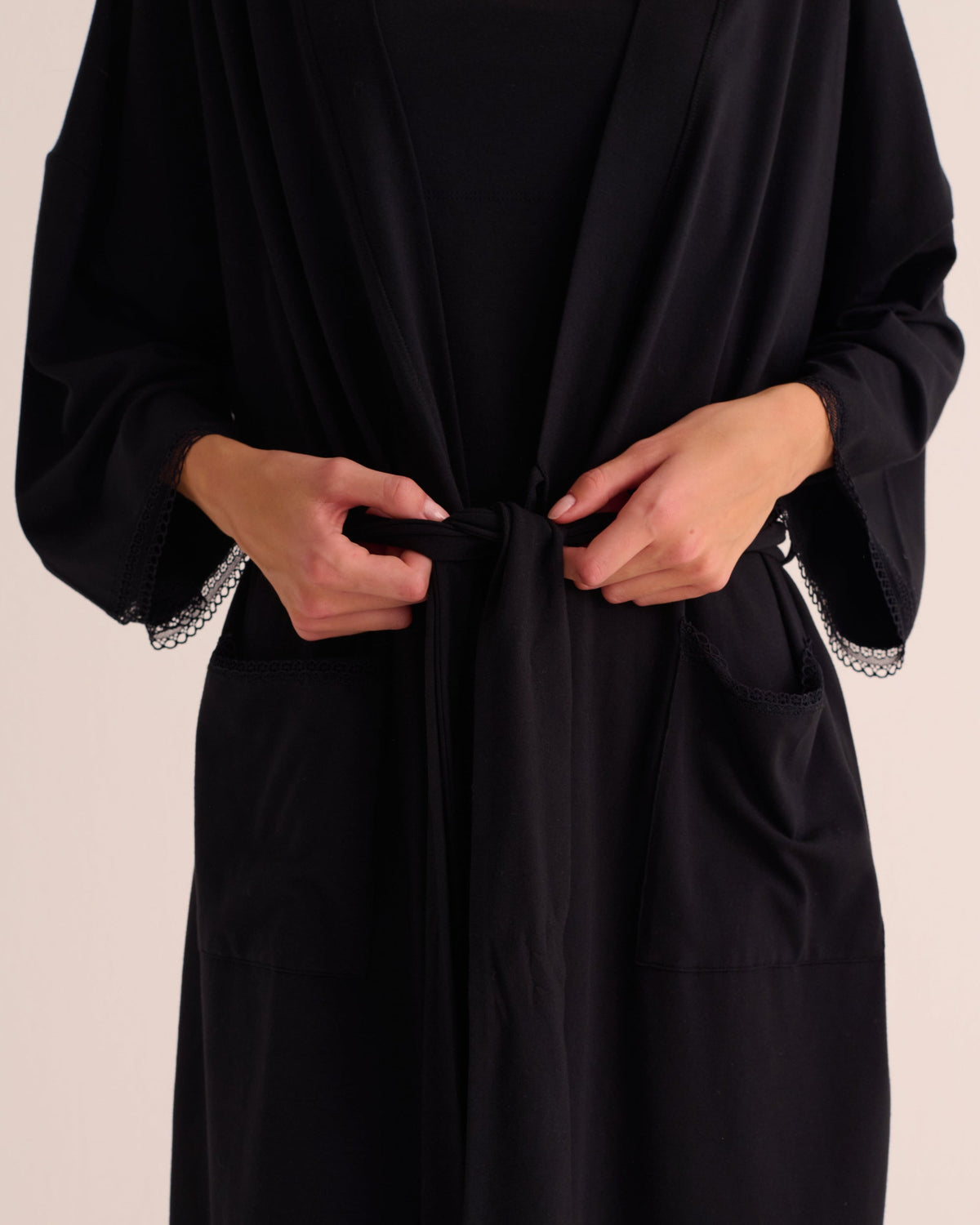 Lace-trimmed Modal Jersey Kimono