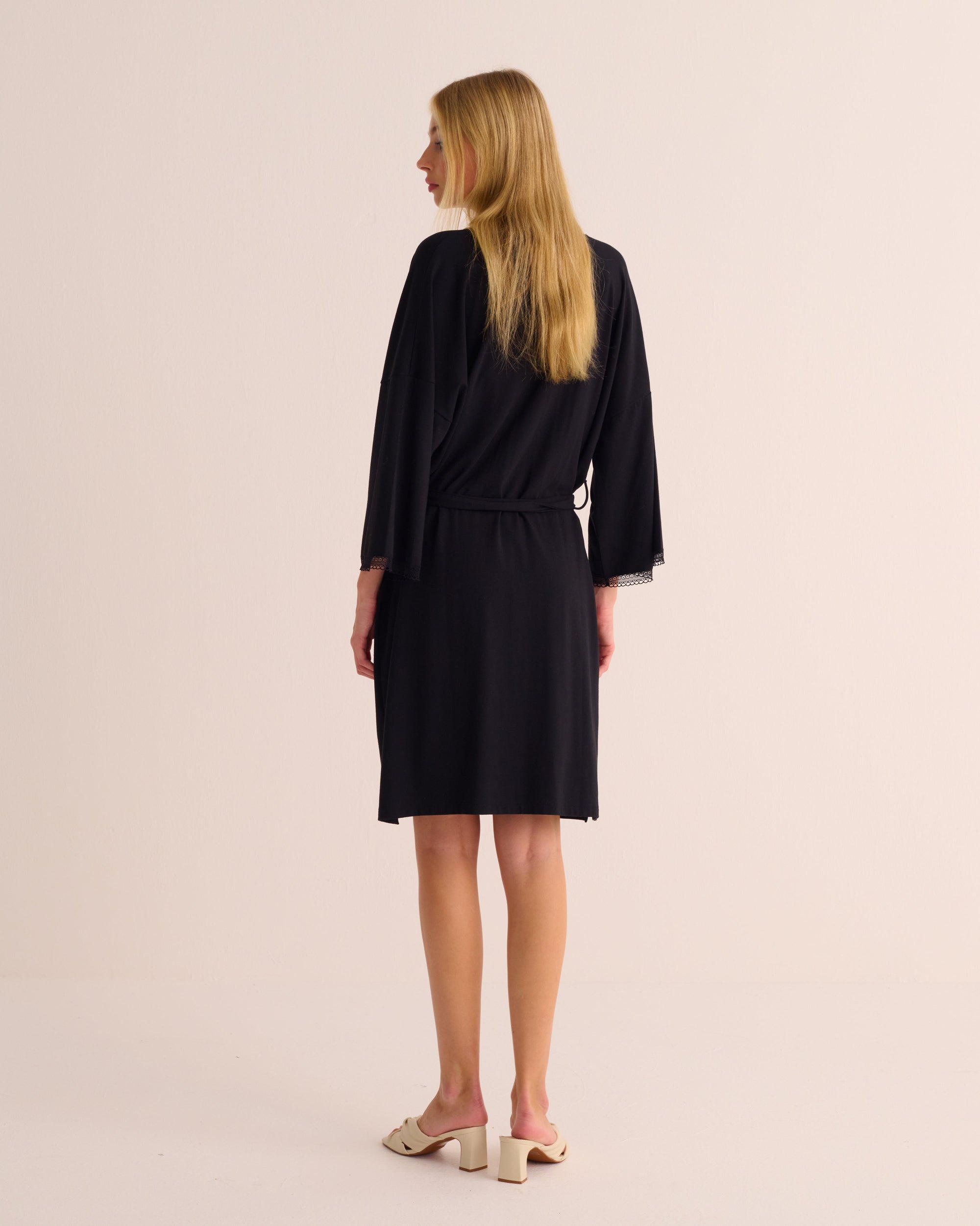 Lace-trimmed Modal Jersey Kimono