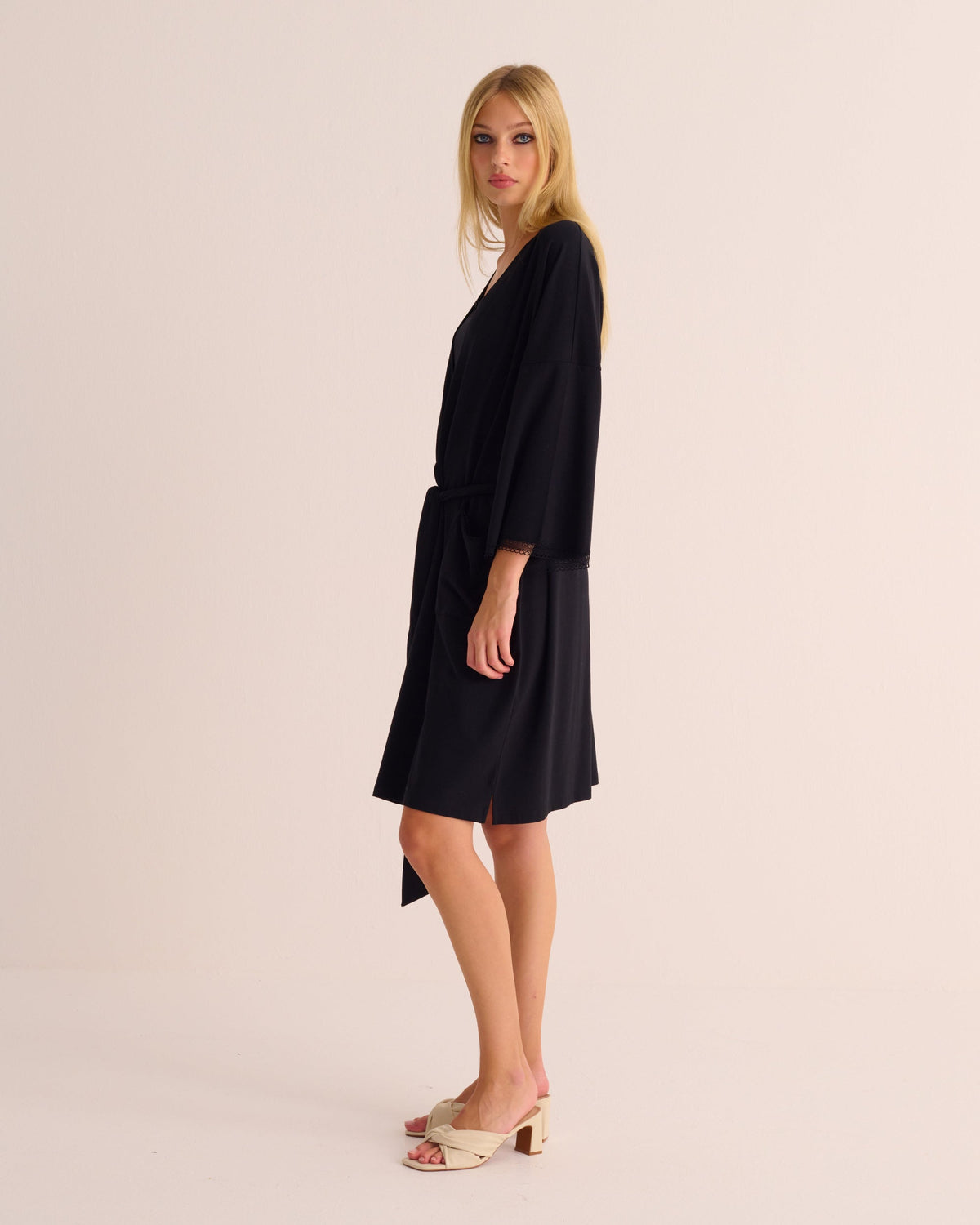 Lace-trimmed Modal Jersey Kimono