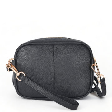 Black Convertible Leather Cross Body Camera Bag Brix and Bailey Ethical Bag Brand