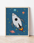Space Rocket 1 print - blue background