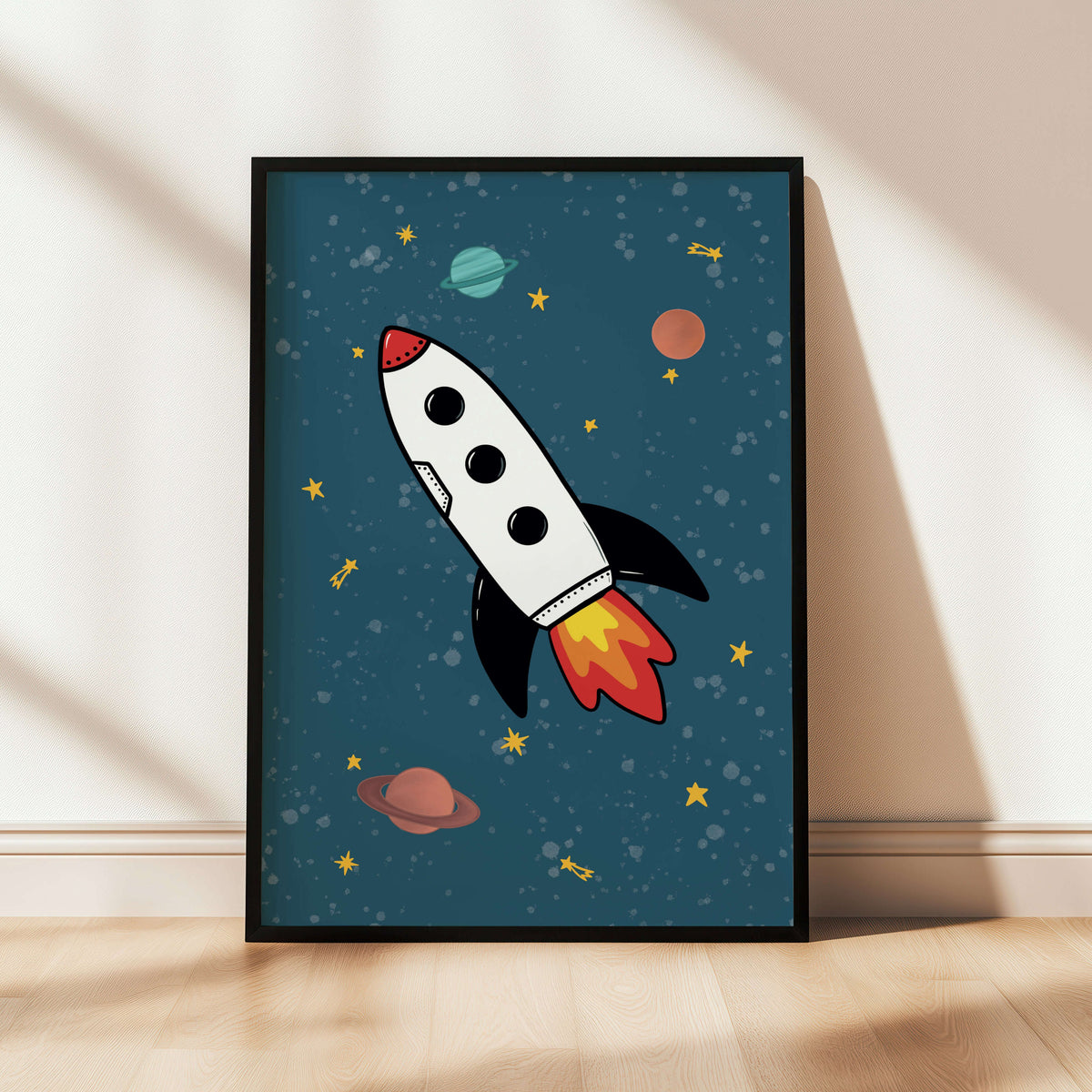 Space Rocket 2 print - blue background