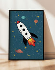 Space Rocket 2 print - blue background