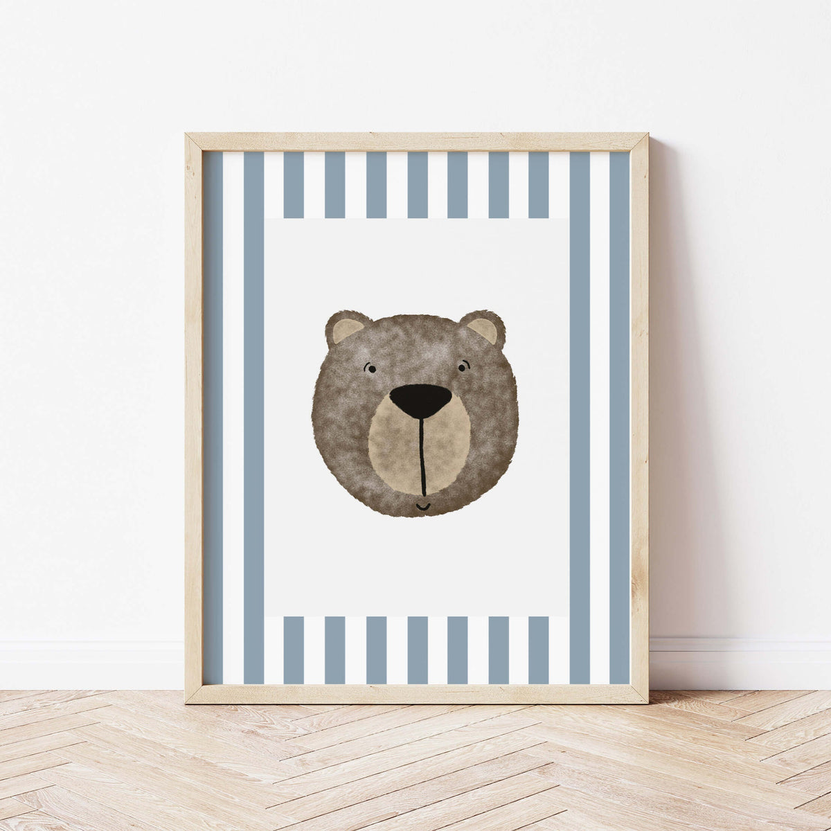 Bear Print - Blue Stripes
