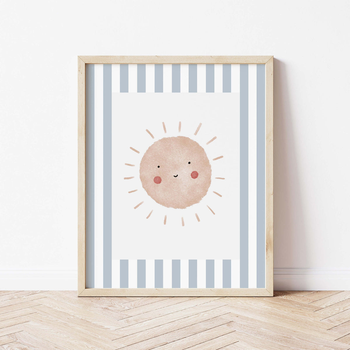 Boho Sunshine Print - Pale Blue Stripes