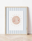 Boho Sunshine Print - Pale Blue Stripes