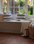 Riviera Striped Linen Cushion - Blue