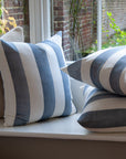 Riviera Striped Linen Cushion - Blue