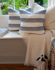 Riviera Striped Linen Cushion - Blue