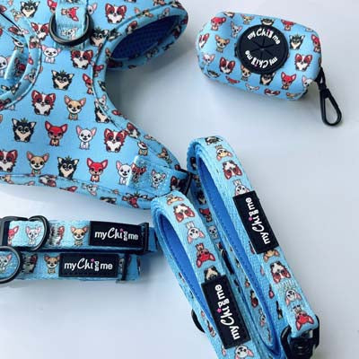 Blue Chihuahua Print Exclusive Designer Poop Bag Holder by My Chi and Me