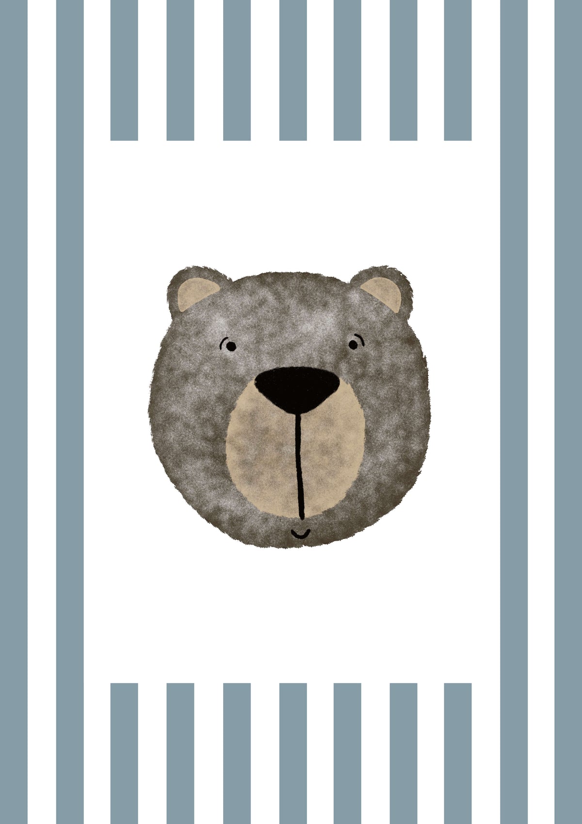Bear Print - Blue Stripes